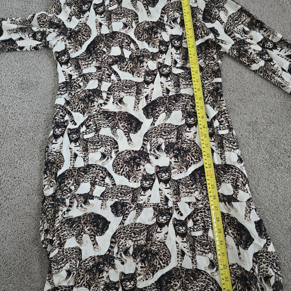 H&M Bengal Cat Print Novelty Dress Long Sleeve Animal Print EU 40 US 10 - Picture 5 of 16